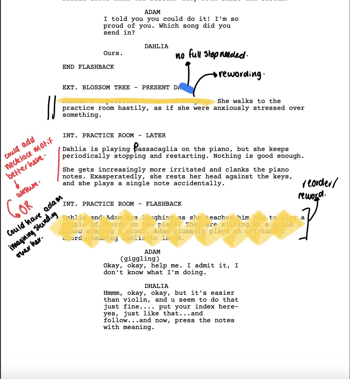 Manuscript pages from the first draft